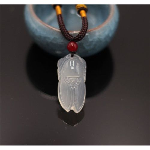 Pendentif En Agate Naturelle Cigale, Collier De Perles, Breloque, Bijoux, Accessoires De Mode, Sculpté À La Main, Homme Et Femme, Porte-Bonheur, Amulette, Cadeaux