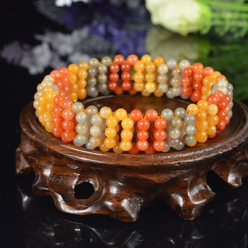 Bracelet Élastique En Perles De Jade Dorées Naturelles Du Xinjiang, Accessoires De Bricolage, Amulette Tricotée À La Main, Cadeaux Pour Femmes, Bijoux Porte-Bonheur, 1 Pièce