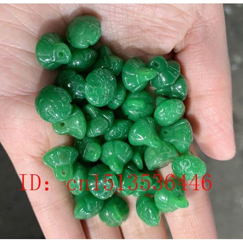 Graine De Jade Vert Naturel 12x12mm, 5 Pièces, Perle De Lotus, Bracelet, Bijoux, Accessoires De Mode, Bricolage, Amulette Sculptée À La Main Pour Femme