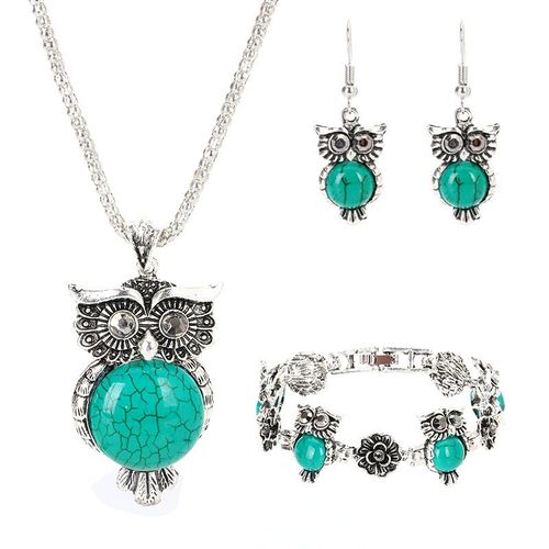 Bijoux De Hibou Turquoise En Argent 925, Pendentif, Boucle D'oreille, Bracelet, Collier, Amulette Faite À La Main, Cadeaux Pour Femme, Vente En Gros