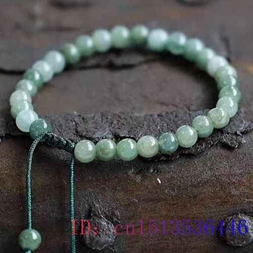 Bracelet De Perles En Jade Vert, Breloque En Pierre Naturelle, N¿Ud À La Main, Amulette Chinoise, Bijoux En Jade, À La Mode, Cadeaux Pour Femmes