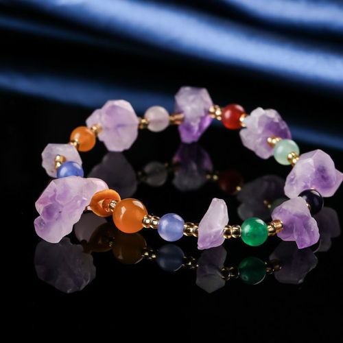 Bracelet En Perles D'améthyste De Jade Naturel, Bijoux Ajustables, Accessoires De Mode Sculptés À La Main, Cadeaux Porte-Bonheur Pour Femmes