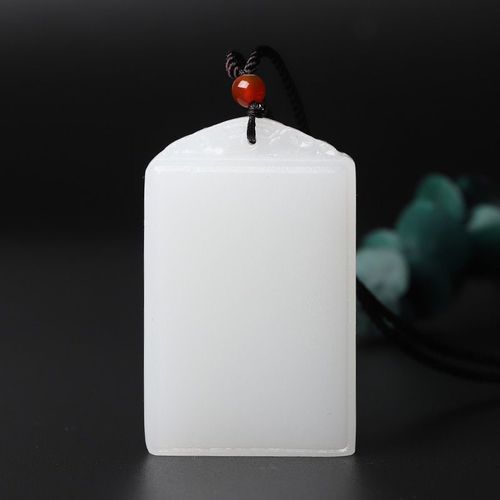 Pendentif De Marque En Jade Blanc Naturel Sans Mots, Collier De Perles, Breloque, Bijoux Jadéite, Double Face, Amulette Creuse Sculptée, Cadeaux Pour Hommes