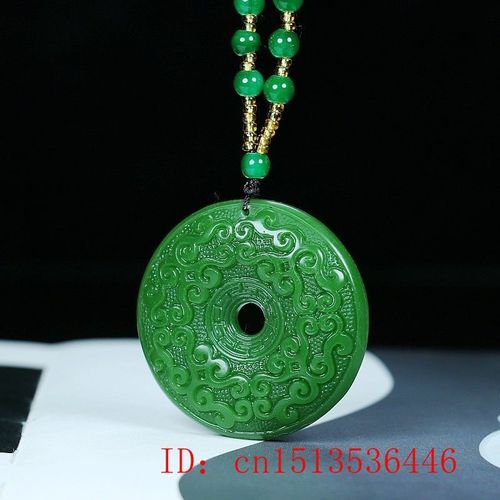 Collier Pendentif En Jade Vert Naturel, Double Face Sculpté, Bijoux, Accessoires De Mode, Amulette Porte-Bonheur Pour Homme, Chaîne De Pull