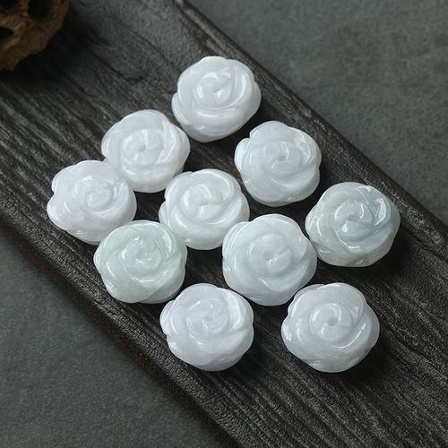 Amulette Porte-Bonheur Sculptée À La Main, 5 Pièces, Jade Naturel Rose Émeraude Fleur Perle Accessoires Diy Bracelet Boucles D'oreilles Charme Bijoux Mode
