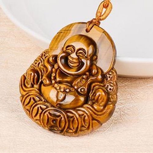 Collier Avec Pendentif En Pierre D'oeil De Tigre Naturelle Chinoise, Bijou Sculpté À La Main, Détente, Guérison, Cadeau Pour Femmes Et Hommes, Corde Gratuite