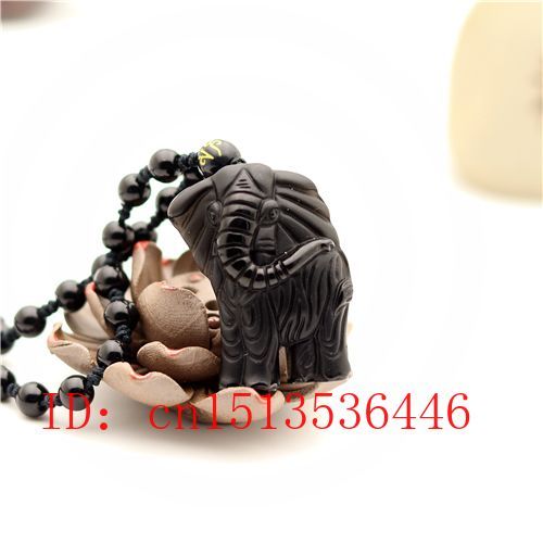 Pendentif Éléphant En Obsidienne Noire Naturelle, Collier De Perles, Breloque, Bijoux, Accessoires De Mode, Amulette Sculptée À La Main, Cadeaux Pour Femmes
