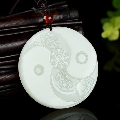 Pendentif En Jade Blanc Naturel De Huit Trigrammes, Collier, Breloque, Bijoux, Accessoires De Mode, Sculpté À La Main, Amulette Porte-Bonheur Pour Homme, Cadeaux