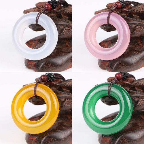 Pendentif En Agate Naturelle, Boucle De Sécurité, Collier En Beignet, Bijoux À Breloques, Accessoires De Mode Sculptés À La Main, Amulette Porte-Bonheur Pour Homme Et Femme, Cadeaux