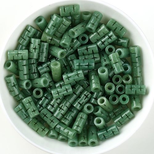 Perle Naturelle Verte Émeraude Ajourée, 5 Pièces, Accessoires Amples Ovales, Bijoux De Bracelet À La Mode, Ampoule Porte-Bonheur Sculptée À La Main