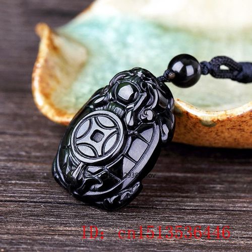 Pendentif En Obsidienne Noire Naturelle Pour Femme, Pendentif En Forme De Tortue Dragon Sculpté, Collier En Pierre Naturelle, Unisexe, Pour Envoi, Cadeaux Avec Chaîne