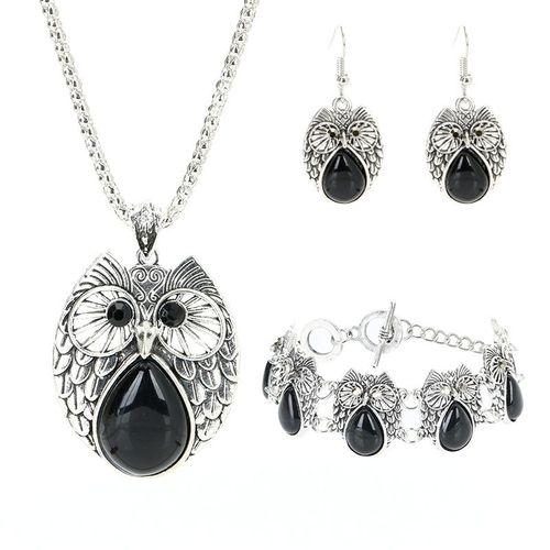 Bijoux De Hibou Turquoise Rétro, Pendentif, Boucle D'oreille, Bracelet, Collier, Amulette Faite À La Main, Cadeaux Pour Femmes, Vente En Gros