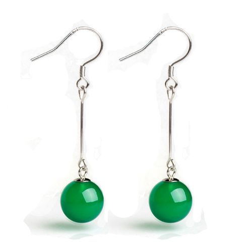 Boucles D'oreilles En Agate Naturelle Argent 925, Calcédoine 10mm, Perles Originales, Bricolage À La Main, Accessoires Perle Verte, Bijoux Amulette Pour Femmes