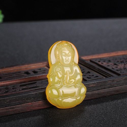 Pendentif En Agate Guanyin Jaune Naturelle Pour Homme Et Femme, Collier, Breloque, Accessoires De Mode, Amulette Porte-Bonheur Sculptée À La Main