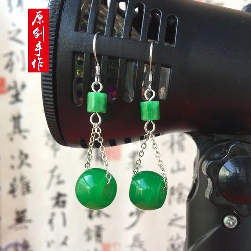 Boucles D'oreilles Rondes En Perles De Jade Vert Naturel, Argent 925, Collier Original, Bricolage À La Main, Accessoires, Bijoux En Pierre Pour Femmes