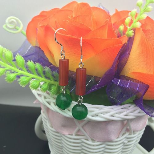 Boucles D'oreilles En Agate Rouge Naturelle, Perles De Jade, Bricolage, Bijoux De Charme, Accessoires De Mode Sculptés À La Main, Amulette Porte-Bonheur Pour Homme Et Femme, Cadeaux