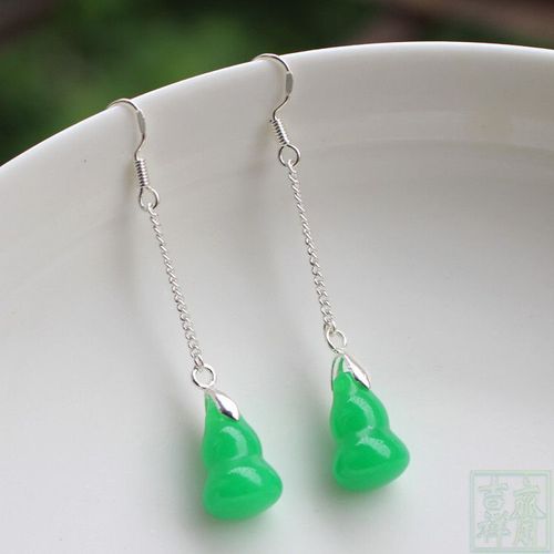 Boucles D'oreilles En Jade Vert Naturel, 925 Argent, Original, Bricolage À La Main, Accessoires Perle, Cadeaux Pour Femmes, Bijoux Amulette