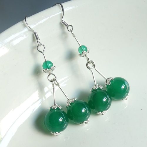 Boucles D'oreilles Rondes En Agate Verte Naturelle, Argent 925, Original, Bricolage À La Main, Accessoires, Perle, Cadeau Pour Femmes, Bijoux En Pierre