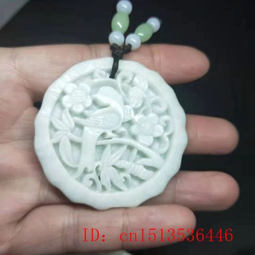Collier En Jade Blanc Naturel, Pendentif Oiseau Fleur Chinoise, Bijoux À Breloques, Accessoires De Mode, Amulette Sculptée, Chaîne De Pull Pour Femmes