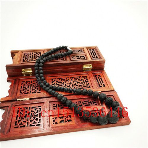Chaîne De Perles En Pierre De Lave Volcanique Noire Naturelle, Collier, Bijoux, Accessoires De Mode, Amulette Porte-Bonheur Fait À La Main, Cadeaux Pour Homme, 6-14mm