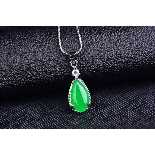 Collier En Jade Hétian Vert Naturel, Pendentif En Argent 925, Amulette Chinoise, Bijoux Cadeaux Pour Femmes, Chaîne Gratuite, Vente En Gros