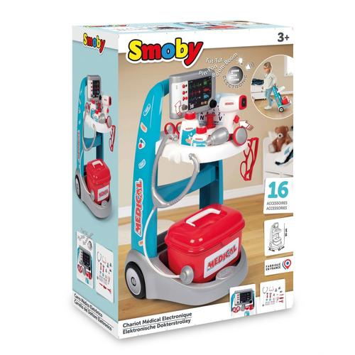 SMOBY - Chariot de ménage + aspirateur - 9 pièces - Dès 3 ans