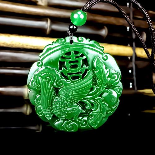 Collier Pendentif En Jade Vert Naturel Dragon Phoenix, Bijoux À Breloques, Accessoires De Mode, Sculpté À La Main, Amulette Porte-Bonheur Pour Homme, Cadeaux