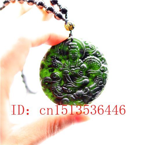 Collier En Jade Avec Pendentif Dragon Guanyin Pour Homme, Bijou Naturel Sculpté À La Main, Amulette À La Mode, Cadeaux Porte-Bonheur