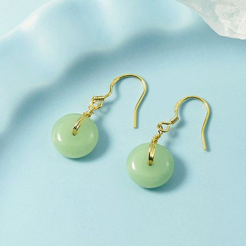 Boucles D'oreilles En Argent 925 Naturel Jade Émeraude, Création Autonome, Original, Fait À La Main, Accessoires, Perle Verte, Bijoux Pour Femmes
