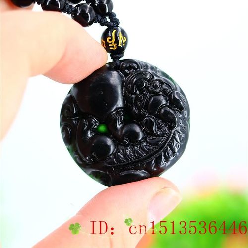 Collier Pendentif Pixiu En Jade, Amulette Naturelle Sculptée, Bijoux À La Mode Chinoise, Amulette, Cadeaux Noirs Et Verts