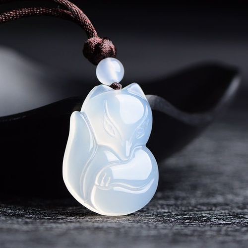 Pendentif En Agate Naturelle, Renard, Perles, Collier, Breloque, Accessoires De Mode, Sculpté À La Main, Porte-Bonheur, Amulette, Cadeau Pour Homme Et Femme