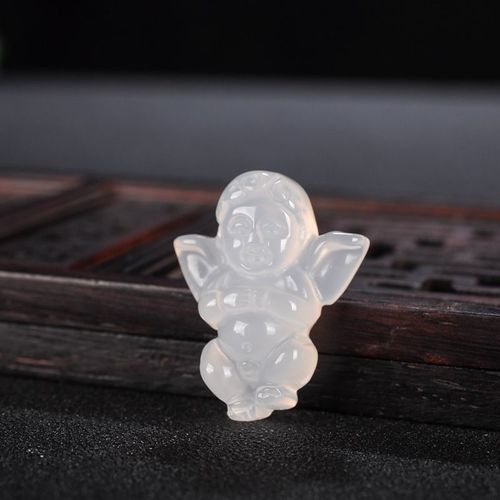 Pendentif En Agate Naturelle Sculptée, Ange Porte-Bonheur, Jade, Bijoux Chinois, Amulette À La Mode, Cadeaux Porte-Bonheur Pour Hommes Et Femmes