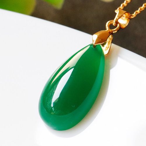 Collier Pendentif Goutte D'eau En Agate Verte Naturelle, Bijoux, Accessoires De Mode, Sculpté À La Main, Amulette Porte-Bonheur Pour Homme Et Femme, Chaîne De Pull