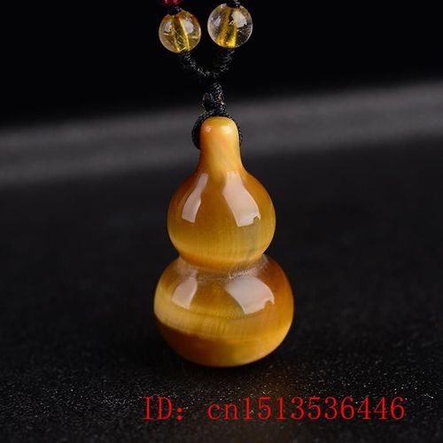 Collier Avec Pendentif En Pierre D'oeil De Tigre Naturelle, Gourde De Jade, Amulette Sculptée, Bijoux À La Mode, Cadeaux Porte-Bonheur Pour Femmes Et Hommes, Corde Gratuite