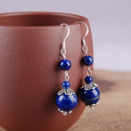 Boucles D'oreilles En Argent 925 Lapis Lazuli Naturel, 4-8mm, Perles De Pulpe De Jade, Originales, Simples, Cadeau Fait À La Main, Bijoux En Pierre Fine Pour Femmes
