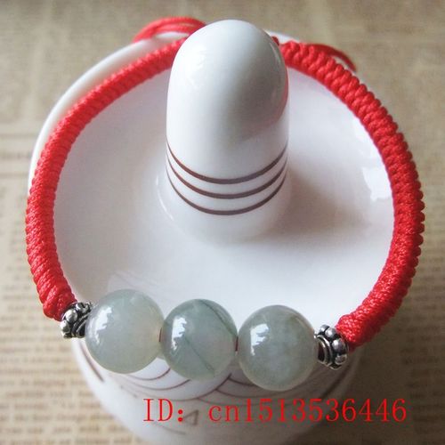 Bracelet De Perles En Jade Naturel, Émeraude Porte-Bonheur, 10mm, Corde Rouge Faite À La Main, Chaîne De Cire, Breloque, Bijoux Noués À La Main