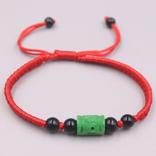Breloque En Jade Vert Personnalisé, Perle De Jade Vert Avec Cordon Rouge, Accessoires De Tissage, Bricolage, Bracelet Réglable, Cadeau, Nouvelle Collection