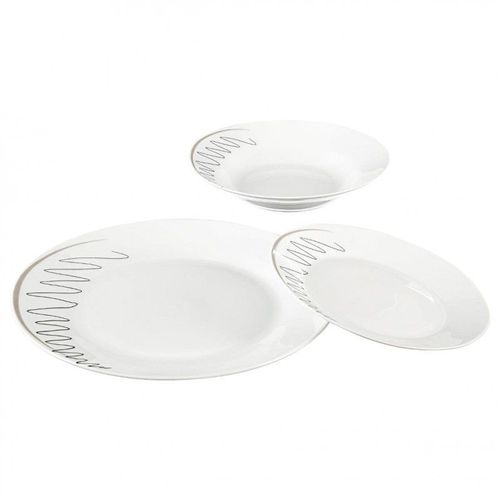 Service De Table 18 Pièces "Esquisse" 27cm Blanc & Gris