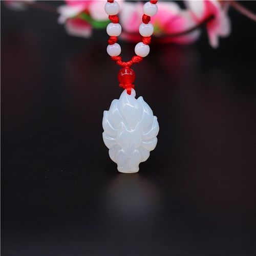 Collier Pendentif En Agate Naturelle Pour Hommes Et Femmes, En Jade, Renard À Neuf Queues, Bijoux À Breloques, Amulette À La Mode Chinoise, Cadeau Porte-Bonheur, Chaîne De Pull