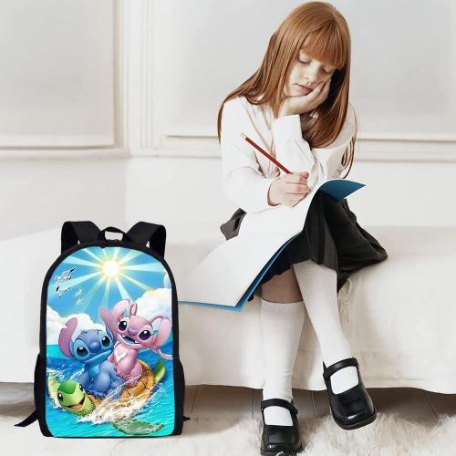 Cartable Lilo Stitch, Stitch Cartoon Enfants Sacs à Dos pour Garcon Fille  Scolaires Backpack Sac à Dos Cadeau, Réglable Grande Capacité Respirant  Ordinateur pour Voyages des Sports