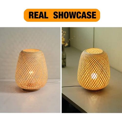 Bambou Tissage Lanterne Lampe De Table Lampe De Chevet Style Japonais  Veilleuse Décorative Éclairage Bureau Abat
