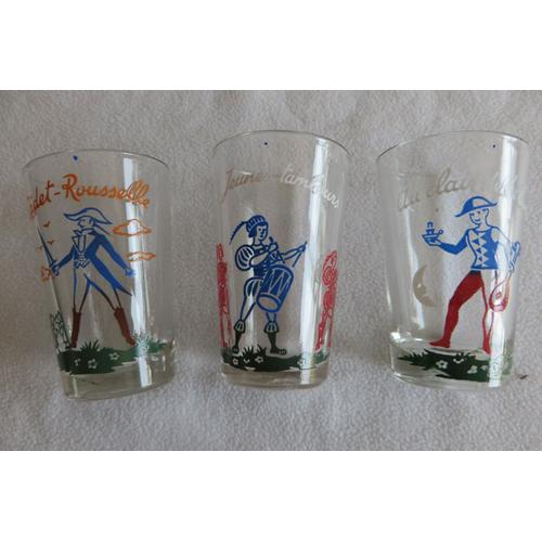 3 Verres Parlants Anciens Comptines 1950/60