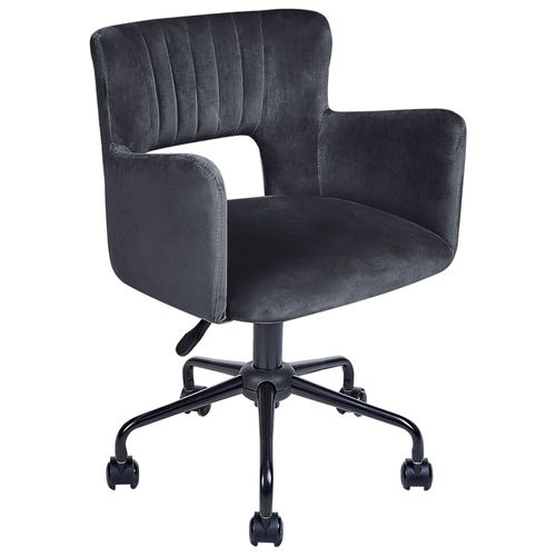 Chaise De Bureau En Velours Noir Sanilac
