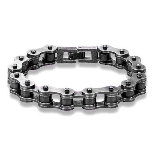 Zense - Gourmette Chaîne De Moto Homme Acier Inoxydable Noire Vintage Zb0357