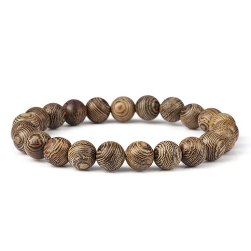 Zense - Bracelet Homme Perles Bois Naturel Extensible Zb0359