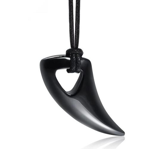 Zense - Pendentif Homme Corne Noire En Acier Avec Cordon Ajustable Zp0256