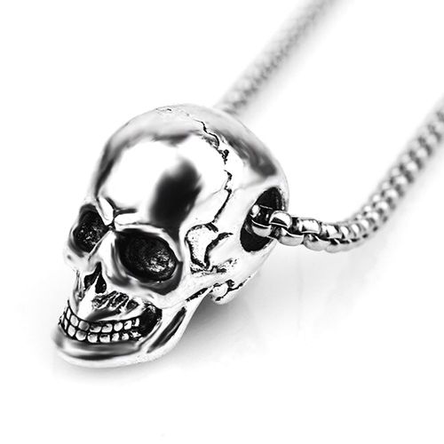 Zense - Pendentif Homme Rock Punk Gothique En Acier Crâne Tête De Mort Zp0257