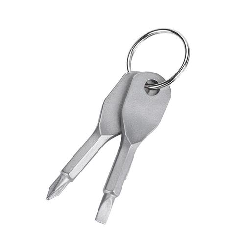 Mini Screwdriver Keychain Set, Portable Stainless Steel Flat Head and Phillips Screwdriver Set Tool Outdoor Multifunctional EDC Tool Mini Pocket Tool with Key Ring