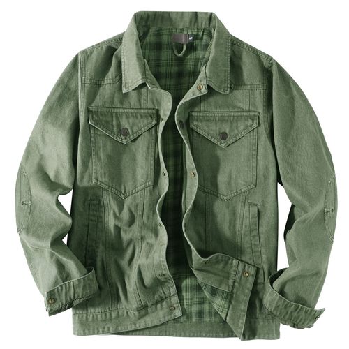Manteau Décontracté Western Plaid Flanelle Pour Homme Euroamerican Wind Denim Jacket Vert Taille S