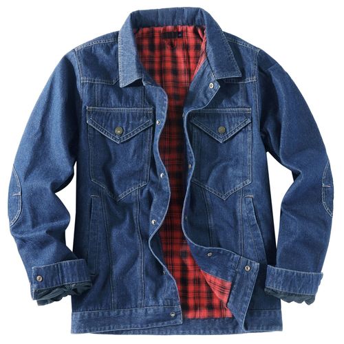 Manteau Décontracté Western Plaid Flanelle Euramerican Wind Denim Jacket Pour Hommes Bleu Foncé Taille S
